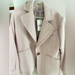 Caro Editions Annika Jacket Tweed Suiting in Pale Pink Check NWT